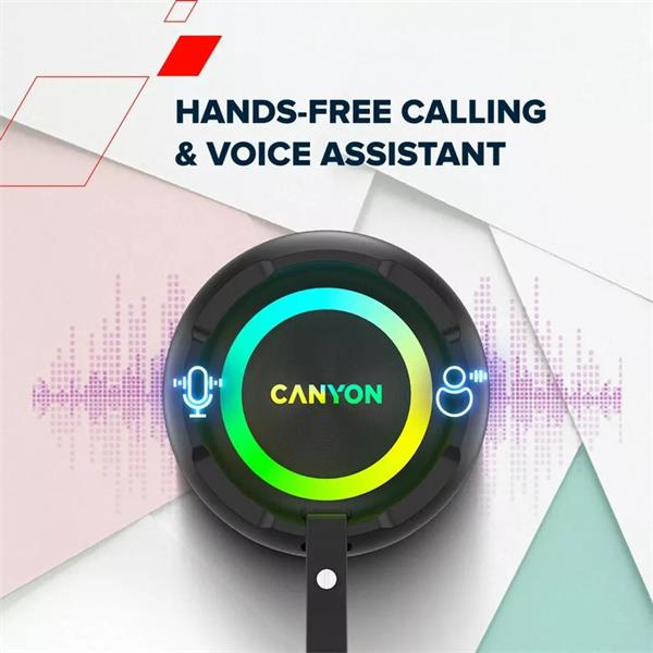 Canyon OnMove 11, Bluetooth 5.3. reproduktor, USB nabíjanie, výdrž 6 hod, SD karta, IPX6, čierny 