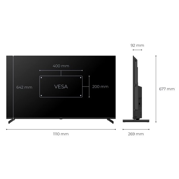 KIVI TV 50U720QB, PRIME  E5 QLED, 50", UHD, SMART, Google TV, 2025, Vyrobené v CZ, Čierna   