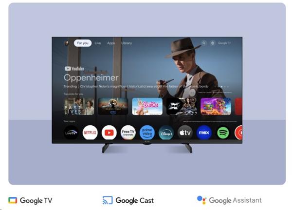 KIVI TV 55U720QB, PRIME E5 QLED, 55", UHD, SMART, Google TV, 2025, Vyrobené v CZ, Čierna   