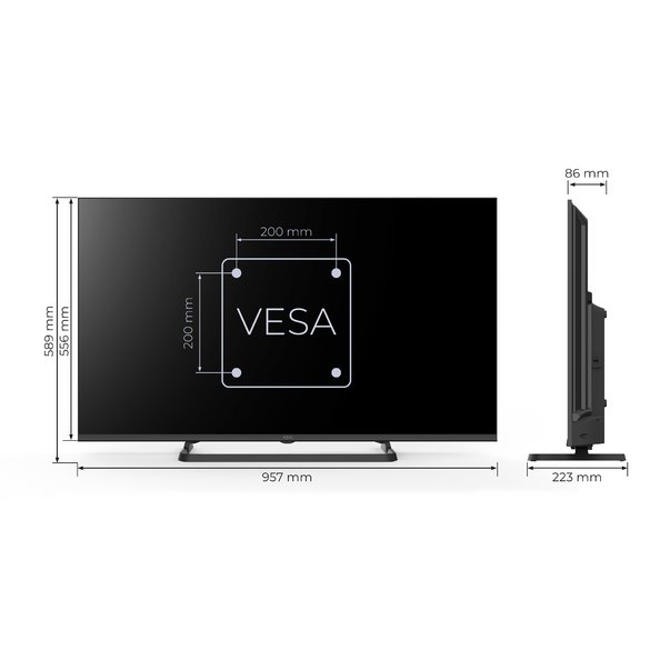 KIVI TV 43U710QB, 43" UHD, OPTIMA  L5 HDR, SMART GOOGLE TV, Vyrobene v CZ, Cierna 