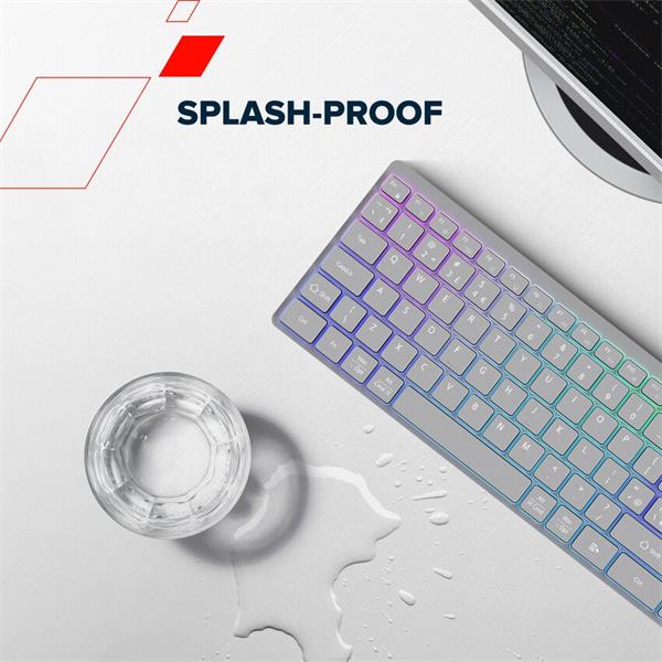 Canyon HKB-W11, 2v1 bezdrôtová klávesnica, vodeodolná, 12 multim. kláves, RGB podsv, plnoh. veľkosť, štíhla, SK/CZ, čier 