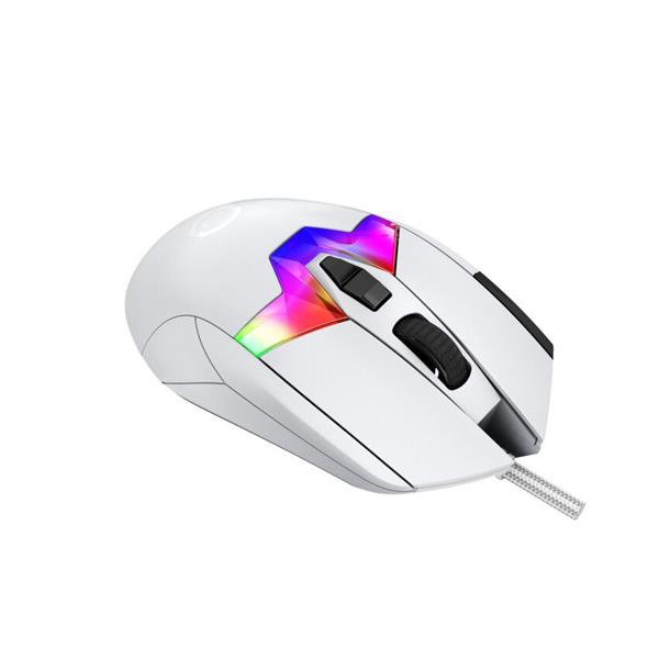 Lorgar MSP80, profi herná myš, 8 progr. tlač., senzor Pixart PAW3395, 26.000 DPI, režim podsv. RGB,  biela 