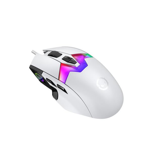 Lorgar MSP80, profi herná myš, 8 progr. tlač., senzor Pixart PAW3395, 26.000 DPI, režim podsv. RGB,  biela 