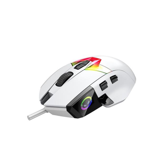 Lorgar MSP80, profi herná myš, 8 progr. tlač., senzor Pixart PAW3395, 26.000 DPI, režim podsv. RGB,  biela 
