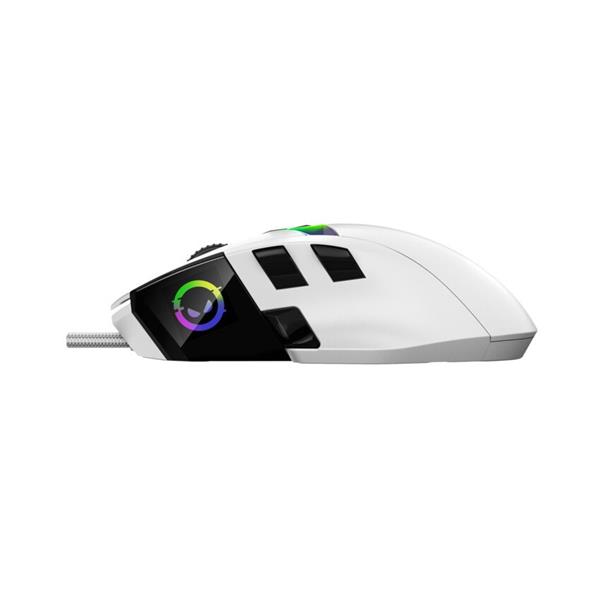 Lorgar MSP80, profi herná myš, 8 progr. tlač., senzor Pixart PAW3395, 26.000 DPI, režim podsv. RGB,  biela 