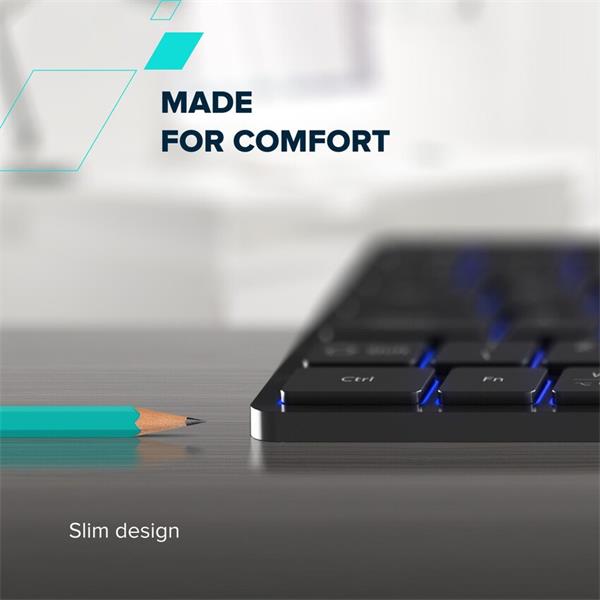 Canyon HKB-W11, 2v1 bezdrôtová klávesnica, vodeodolná, 12 multimed. kláves, RGB podsv, plnohodn. veľkosť, štíhla, US,šed 