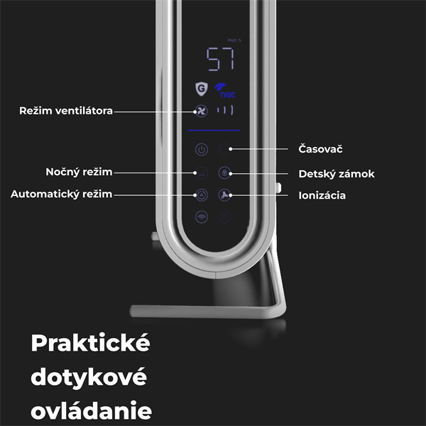 AENO Čistička vzduchu AP2S - 50m2, 420m3/h,SMART, Tvoc senzor, Carbon&HEPA H13, UV lampa, ION, na stenu 
