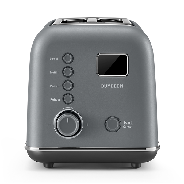 BUYDEEM Automatický kovový hriankovač na 2 plátky, model DT730E, farba atramentová sivá, EU 