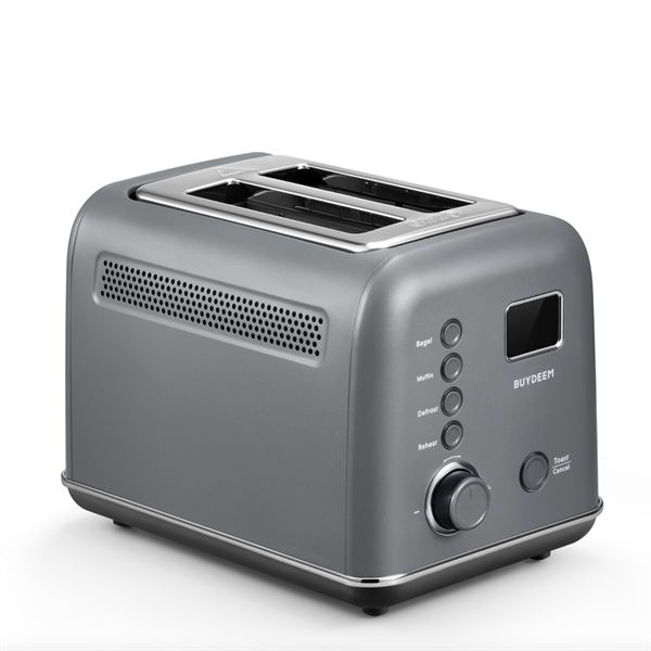 BUYDEEM Automatický kovový hriankovač na 2 plátky, model DT730E, farba atramentová sivá, EU 