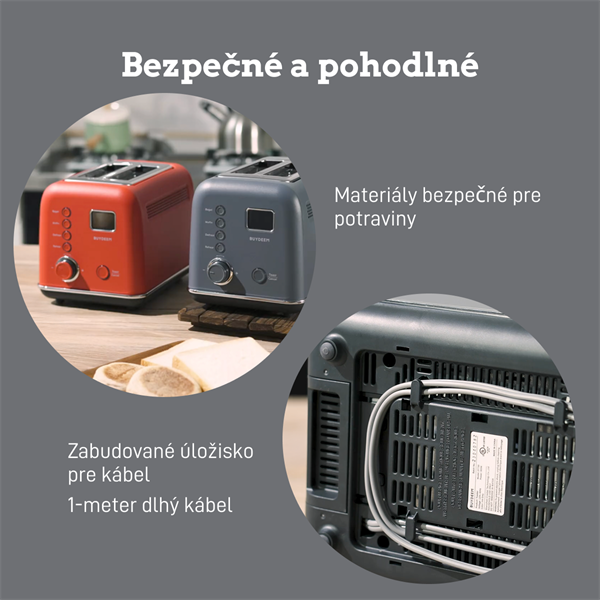 BUYDEEM Automatický kovový hriankovač na 2 plátky, model DT730E, farba atramentová sivá, EU 