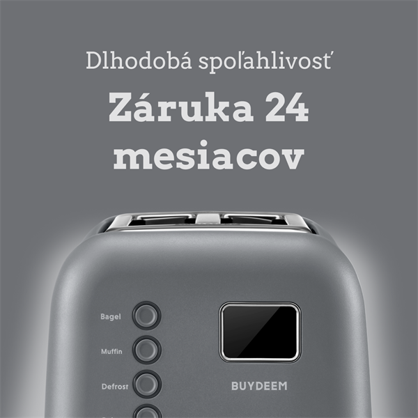 BUYDEEM Automatický kovový hriankovač na 2 plátky, model DT730E, farba atramentová sivá, EU 