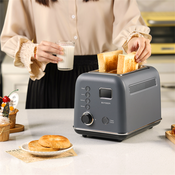 BUYDEEM Automatický kovový hriankovač na 2 plátky, model DT730E, farba atramentová sivá, EU 