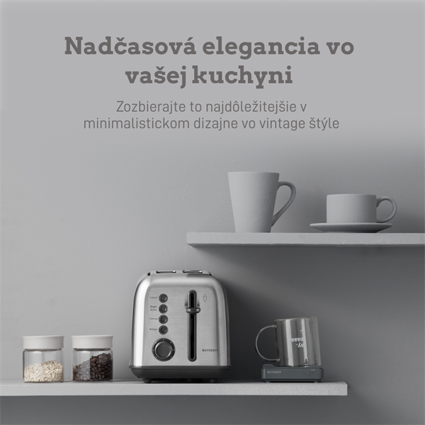 BUYDEEM 2-plátkový hriankovač, model DT620E, farba nerezová oceľ, EU 