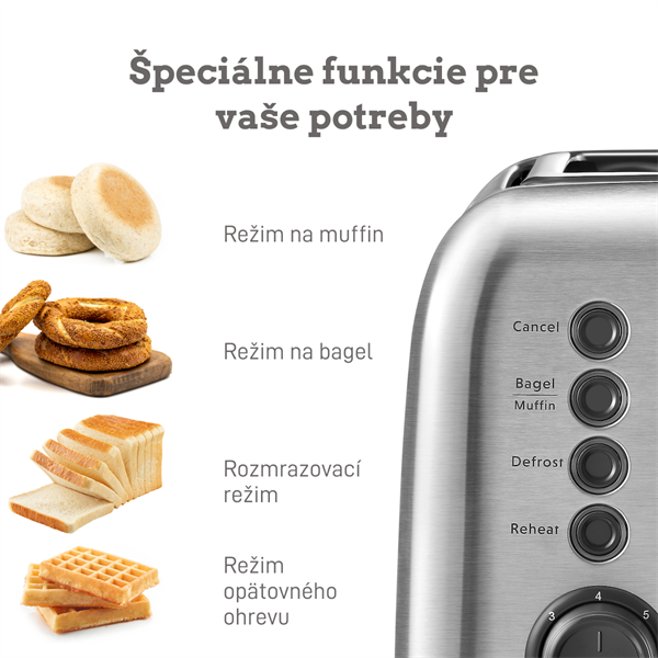 BUYDEEM 2-plátkový hriankovač, model DT620E, farba nerezová oceľ, EU 