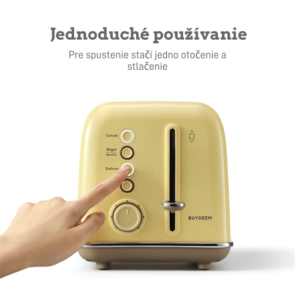 BUYDEEM Hriankovač na 2 plátky, model DT620E, farba jemná žltá, EU 