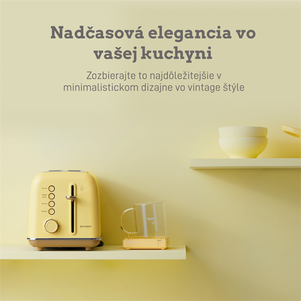 BUYDEEM Hriankovač na 2 plátky, model DT620E, farba jemná žltá, EU 