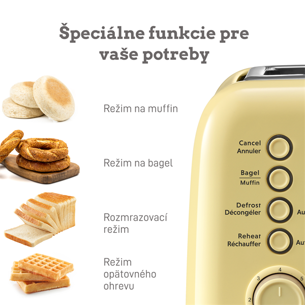 BUYDEEM Hriankovač na 2 plátky, model DT620E, farba jemná žltá, EU 