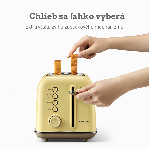 BUYDEEM Hriankovač na 2 plátky, model DT620E, farba jemná žltá, EU 