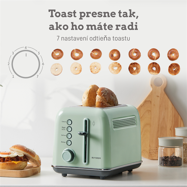 BUYDEEM Hriankovač na 2 plátky, model DT620E, farba zelená, EU 