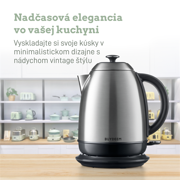 BUYDEEM Varná kanvica, model K640, farba nerezová oceľ, EU 
