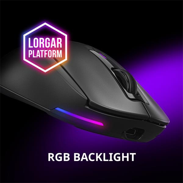 Lorgar MSA10W, bezdrôtová herná myš, 6 prog. tlačidiel, senzor Pixart 3311, rozlíš. 12 000 DPI, podsvietenie RGB, čierna 