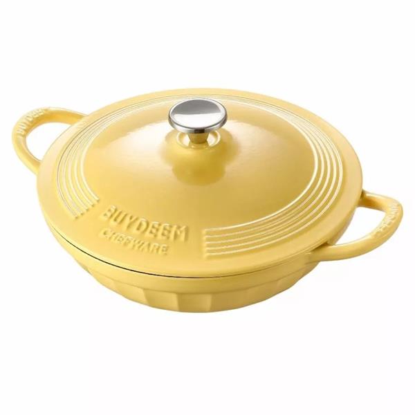 BUYDEEM Smaltovaný liatinový hrniec 3,1 L, 28cm,  model CP581, farba jemne žltá 