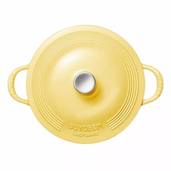 BUYDEEM Smaltovaný liatinový hrniec 3,1 L, 28cm,  model CP581, farba jemne žltá 