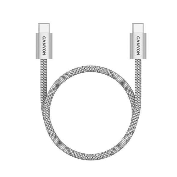 Canyon CCMG60AB15, 1 m kábel, USB-C / USB-C, magnet, PD 60 W, opletený, šedý 