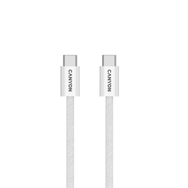 Canyon CCMG60AB15, 1 m kábel, USB-C / USB-C, magnet, PD 60 W, opletený, biely 