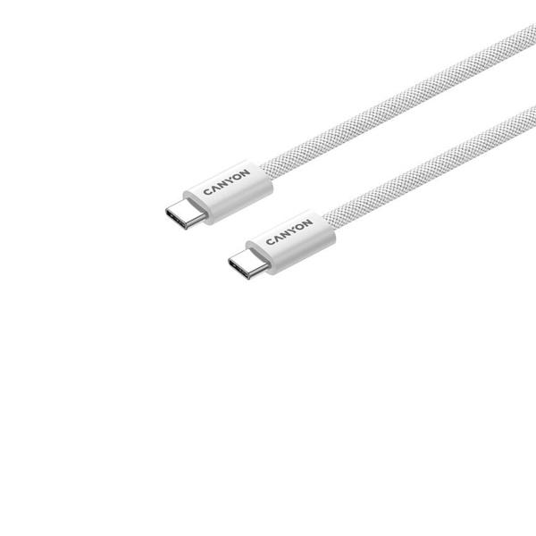 Canyon CCMG60AB15, 1 m kábel, USB-C / USB-C, magnet, PD 60 W, opletený, biely 
