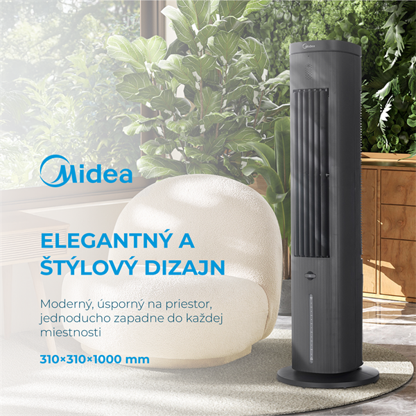 Midea ventilátor s chladením MAC402R0BPK, dialkove ovládanie, 3 rýchlostí, 7h progr. časovač,  Touch  Panell 