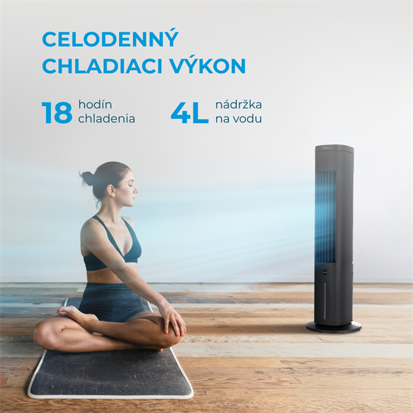 Midea ventilátor s chladením MAC402R0BPK, dialkove ovládanie, 3 rýchlostí, 7h progr. časovač,  Touch  Panell 