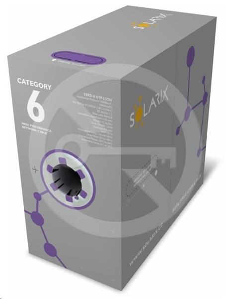 Solarix Instalační kabel CAT6 UTP LSOH Dca-s2,d2,a1 450 MHz 305m/box  