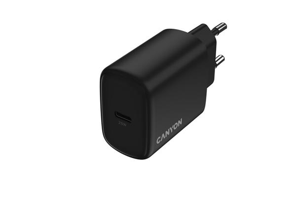 Canyon OnCharge 250, univerzálna nabíjačka do steny, 1x USB-C, PD 25W, čierna 