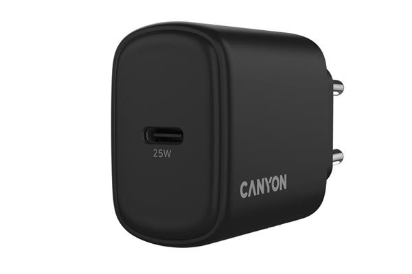 Canyon OnCharge 250, univerzálna nabíjačka do steny, 1x USB-C, PD 25W, čierna 