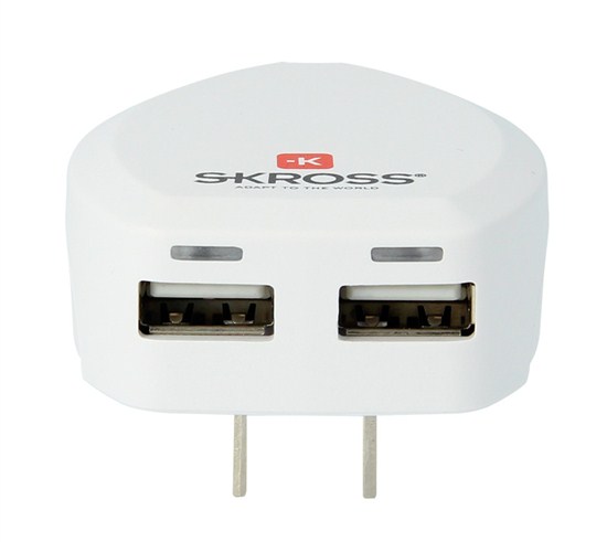 SKROSS USB nabíjací adaptér USA, 2400mA, 2x USB výstup 