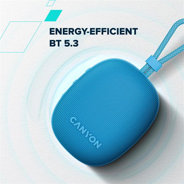 Canyon OnMove 12, prenosný Bluetooth v5.3 reproduktor, 5W, TWS, IPX7, 12 hod, USB-C nab.,modrý 