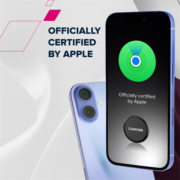 Canyon OnTag 1, antilost tracker, pracuje s appkou Apple Find My Network, Apple certifikovaný, čierny 