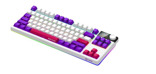 Lorgar KBP70TKLW, Pro bezdrôtová mechanická herná klávesnica, 2.4 GHz/ BT 5.0, Displej, multim. tlač., US layout, biela 