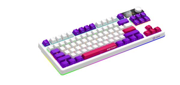 Lorgar KBP70TKLW, Pro bezdrôtová mechanická herná klávesnica, 2.4 GHz/ BT 5.0, Displej, multim. tlač., US layout, biela 