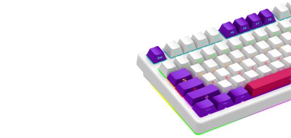 Lorgar KBP70TKLW, Pro bezdrôtová mechanická herná klávesnica, 2.4 GHz/ BT 5.0, Displej, multim. tlač., US layout, biela 