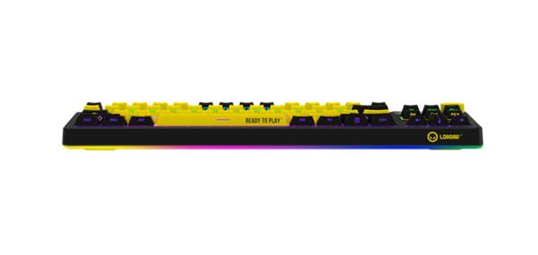 Lorgar KBP70TKLW, Pro bezdrôtová mechanická herná klávesnica, 2.4 GHz/ BT 5.0, Displej, multim. tlač., US layout, žltá 