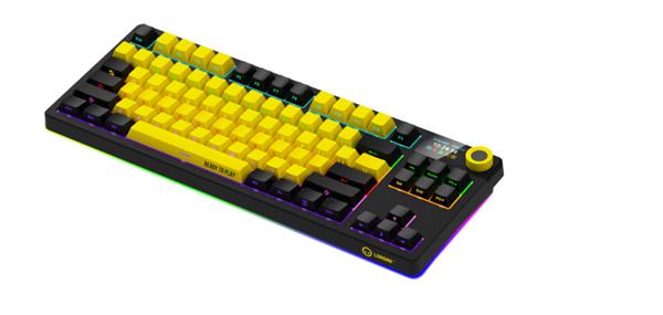 Lorgar KBP70TKLW, Pro bezdrôtová mechanická herná klávesnica, 2.4 GHz/ BT 5.0, Displej, multim. tlač., US layout, žltá 