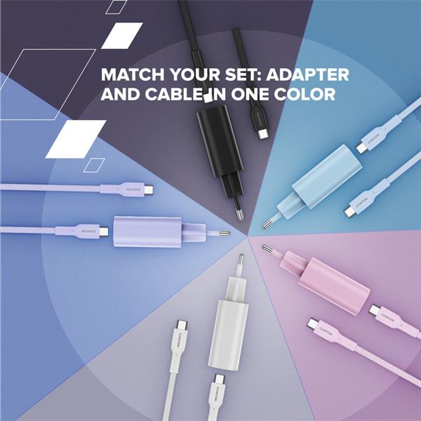 Canyon OnWire CCAP60CL, 1 m, kábel nab. a synchr., USB-C / USB-C, 60W PD, 480Mbps, opletený, biely 