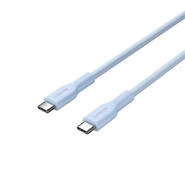 Canyon OnWire CCAP60CL, 1 m, kábel nab. a synchr., USB-C / USB-C, 60W PD, 480Mbps, opletený, modrý 