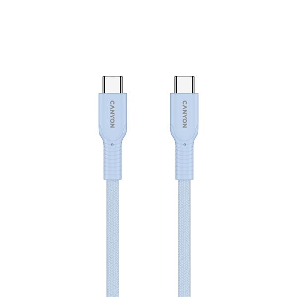 Canyon OnWire CCAP60CL, 1 m, kábel nab. a synchr., USB-C / USB-C, 60W PD, 480Mbps, opletený, modrý 
