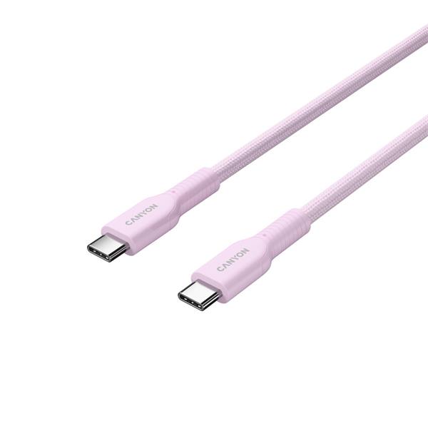 Canyon OnWire CCAP60CL, 1 m, kábel nab. a synchr., USB-C / USB-C, 60W PD, 480Mbps, opletený, ružový 