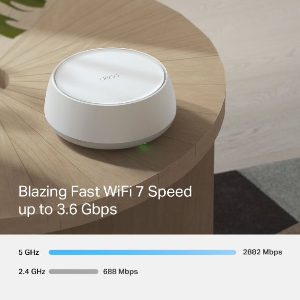 BE3600 Whole Home Mesh Wi-Fi 7 System SPEED: 688 Mbps at 2.4 GHz + 2882 Mbps at 5 GHz  SPEC: Internal Antennas, 2 × 1 Gi 