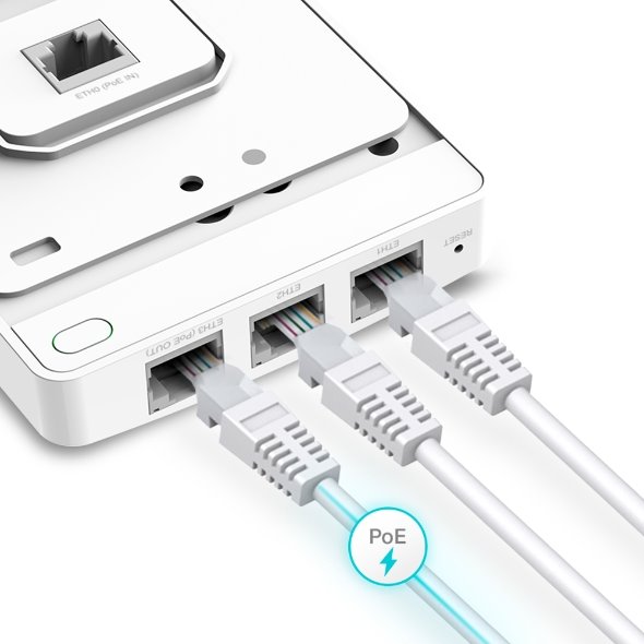 AX1800 Wall-Plate Dual-Band Wi-Fi 6 Access Point  PORT:  Uplink: 1× Gigabit RJ45 Port; Downlink: 3× Gigabit RJ45 Port  S 