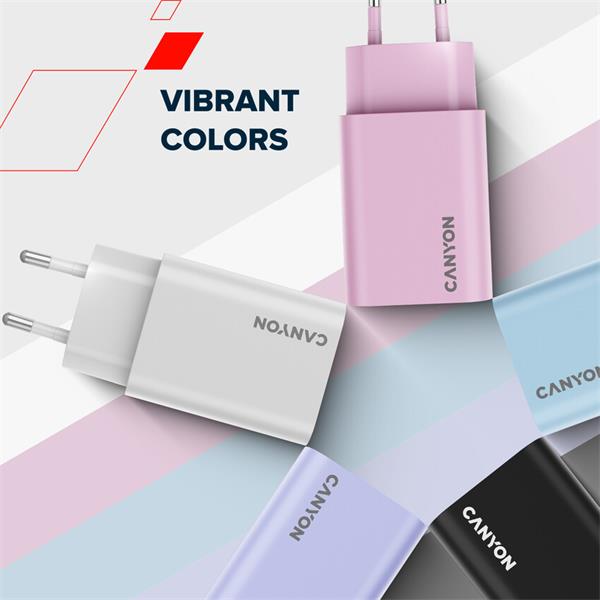 Canyon OnCharge 30CL, univerzálna cestovná nabíjačka do steny 1x USB-C, 30W PD, modrá 